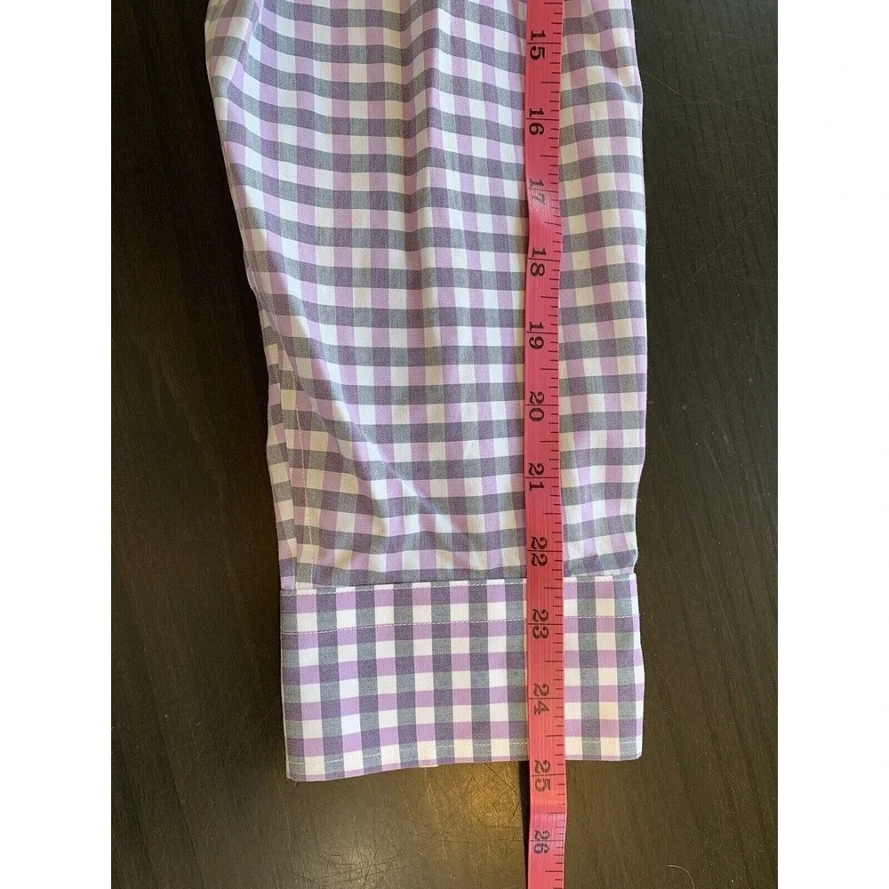 Banana Republic Shirt Mens Large Purple White Checks Preppy Easter Office Casual